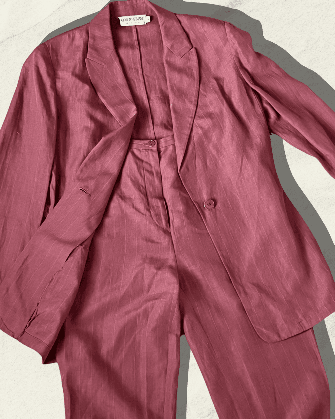 Giorgio Armani Le Collezioni Linen-Blend Suit — Dusty Rose, Size 4