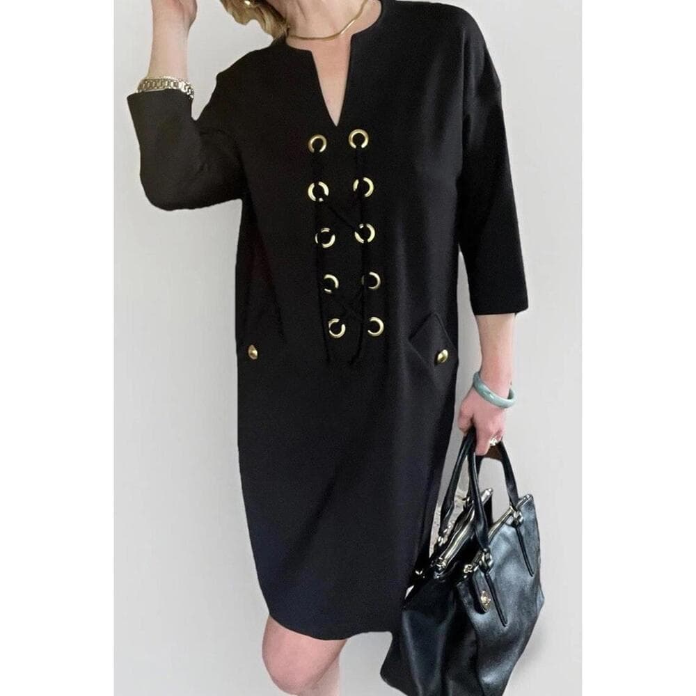 Tuckernuck Black Ellington Eyelet Lace-Up Midi Dress