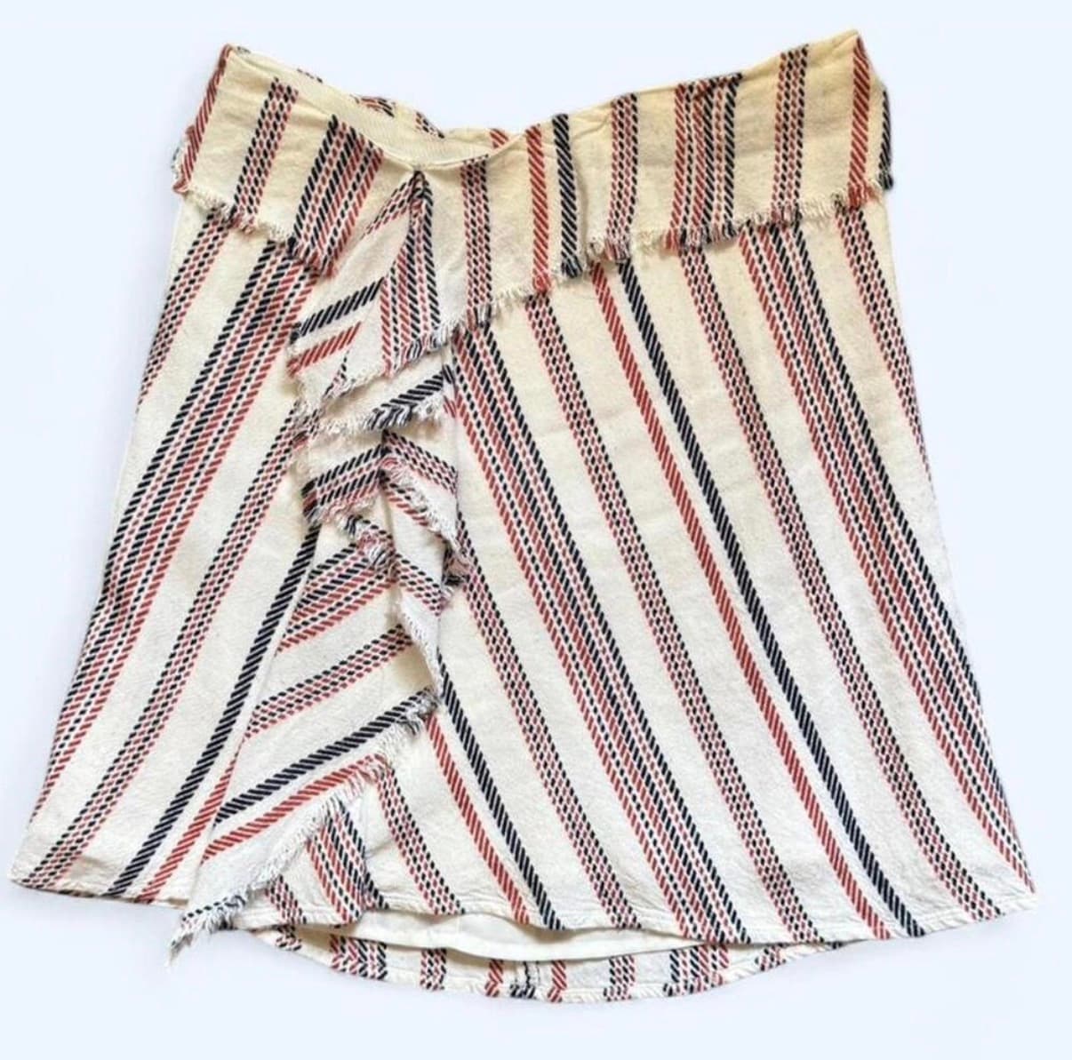 INTERMIX Fringe-Stripe Wrap Mini Skirt